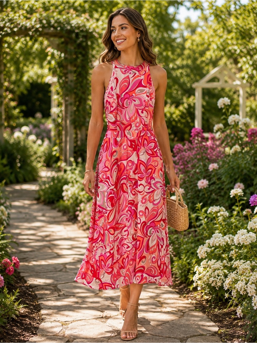 TAHARI halter neck midi dress - Picture 1 of 12
